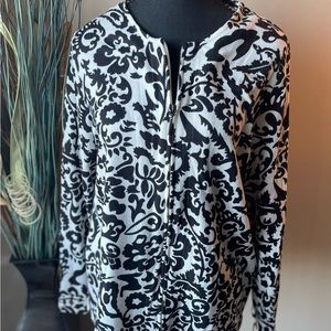 Black & White Print Cardigan Sweater Sz. L